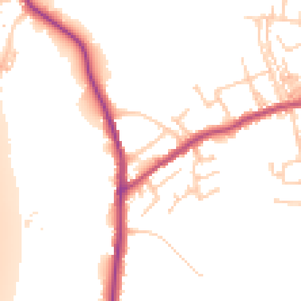 Daytime road noise heatmap for PR7 5DL