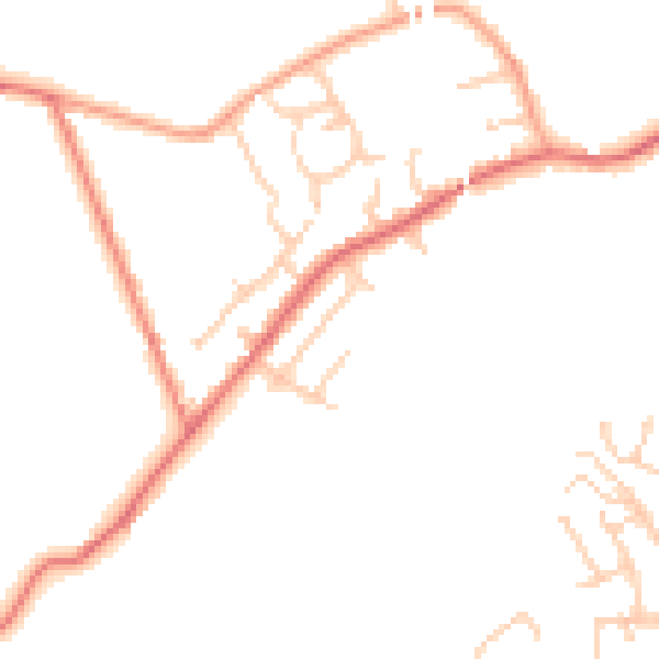 Daytime road noise heatmap for PR7 5EY