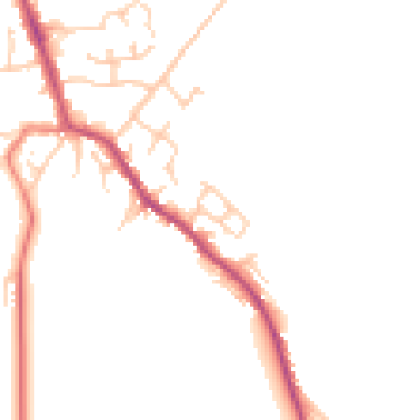 Daytime road noise heatmap for PR7 5FP