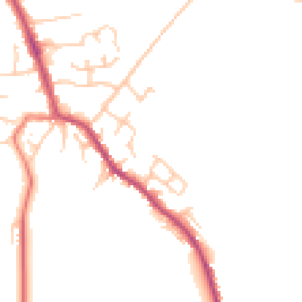 Daytime road noise heatmap for PR7 5FR