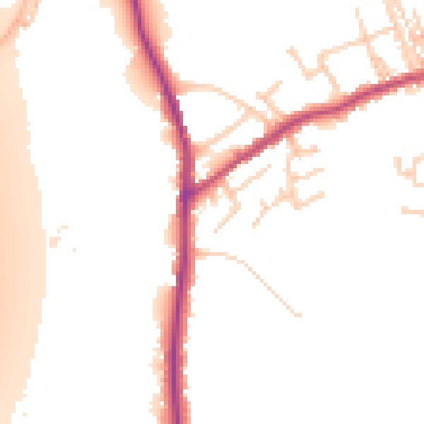 Daytime road noise heatmap for PR7 5JJ