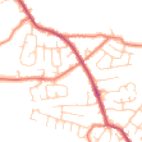 Daytime road noise heatmap for PR7 5RA