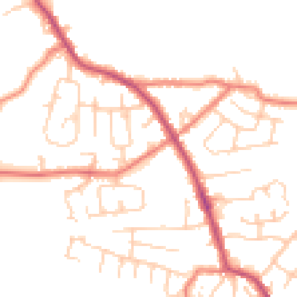 Daytime road noise heatmap for PR7 5RD