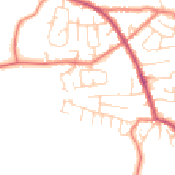 Daytime road noise heatmap for PR7 5RF