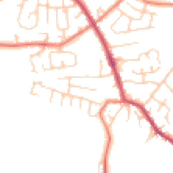 Daytime road noise heatmap for PR7 5RW