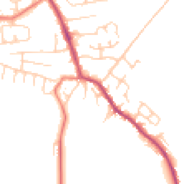 Daytime road noise heatmap for PR7 5TS