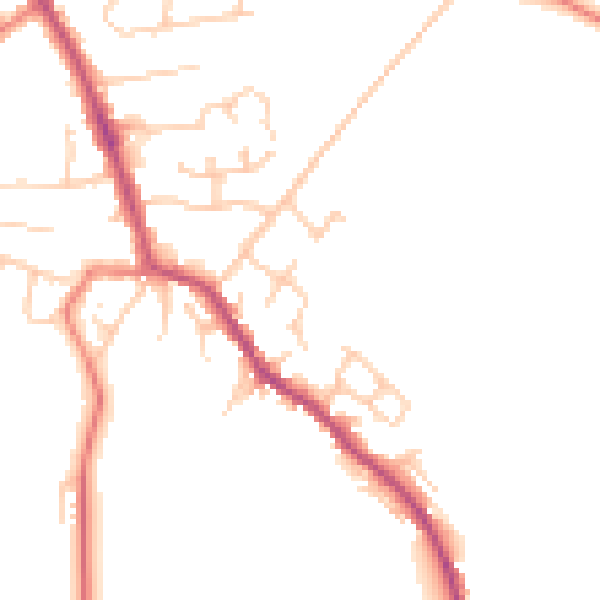 Daytime road noise heatmap for PR7 5TW