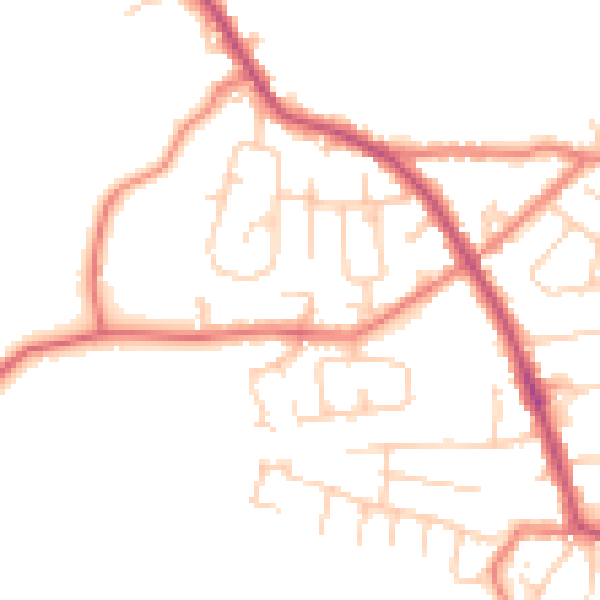 Daytime road noise heatmap for PR7 5UF