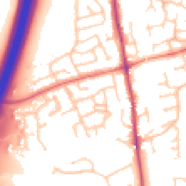 Daytime road noise heatmap for PR7 6AJ