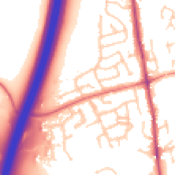 Daytime road noise heatmap for PR7 6AZ
