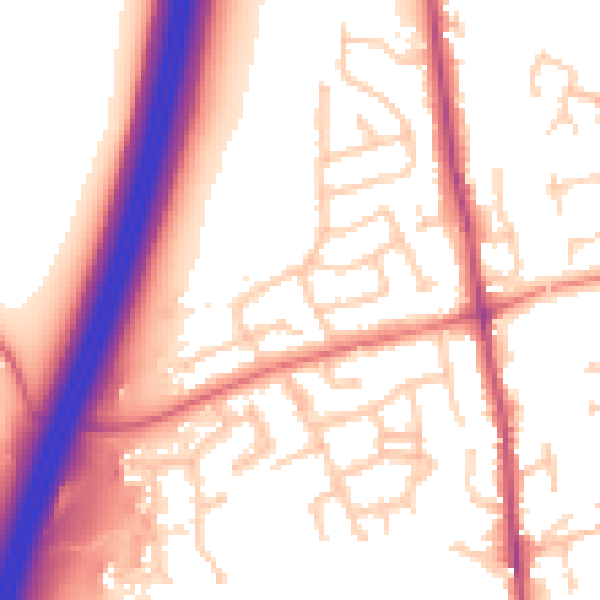 Daytime road noise heatmap for PR7 6BB