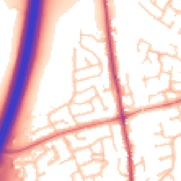 Daytime road noise heatmap for PR7 6BG