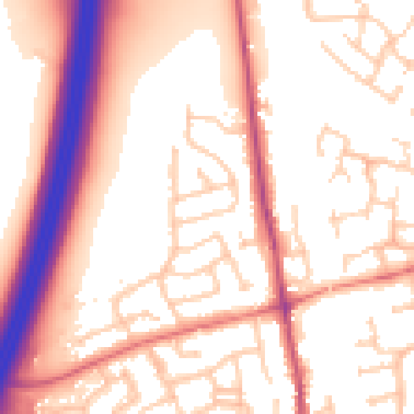 Daytime road noise heatmap for PR7 6BT