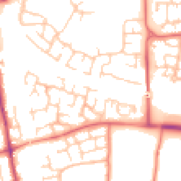 Daytime road noise heatmap for PR7 6FG