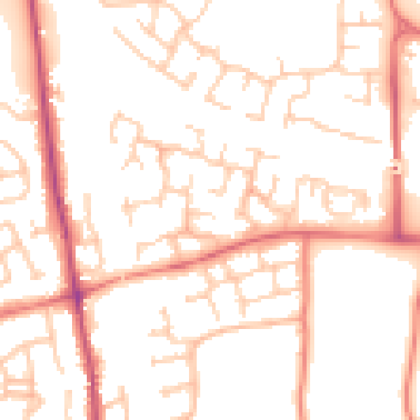 Daytime road noise heatmap for PR7 6FP