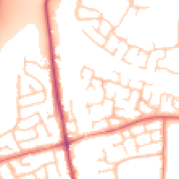 Daytime road noise heatmap for PR7 6FR