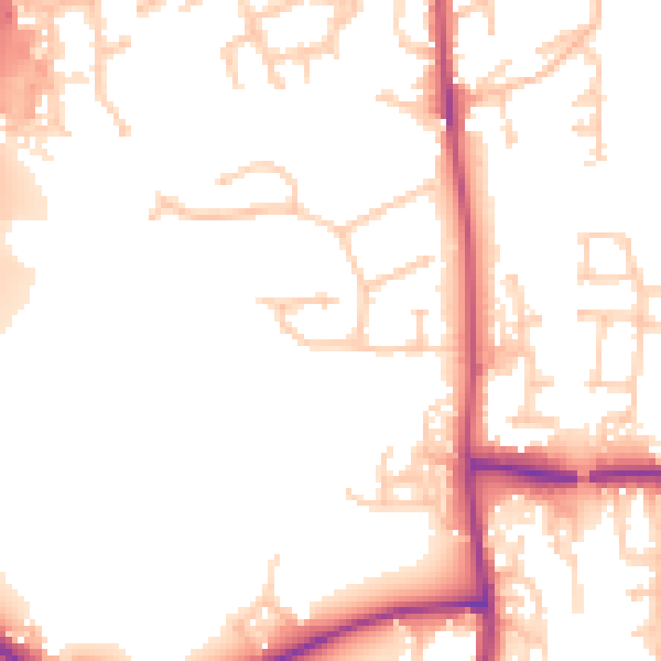 Daytime road noise heatmap for PR7 6HL