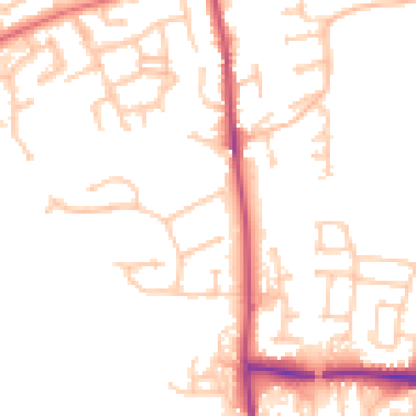 Daytime road noise heatmap for PR7 6HR