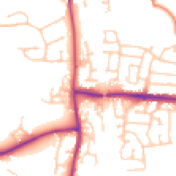 Daytime road noise heatmap for PR7 6HY