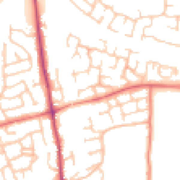 Daytime road noise heatmap for PR7 6JS