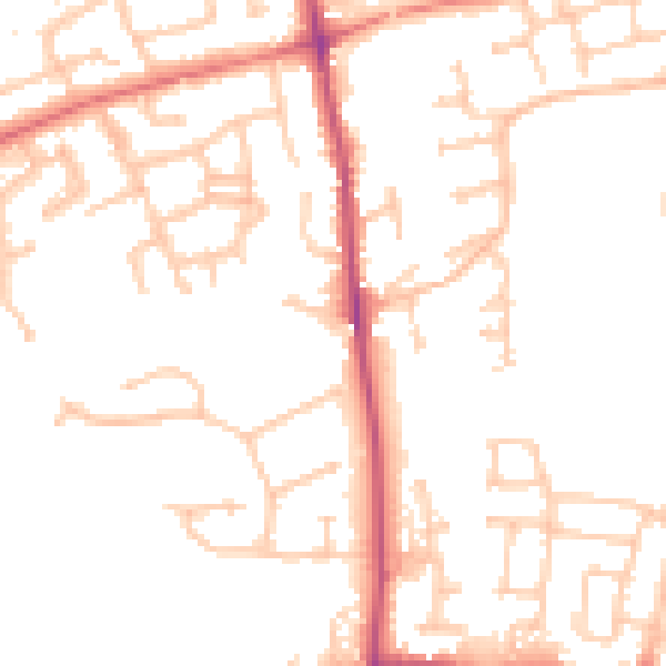 Daytime road noise heatmap for PR7 6LF