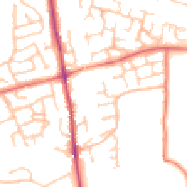 Daytime road noise heatmap for PR7 6LN