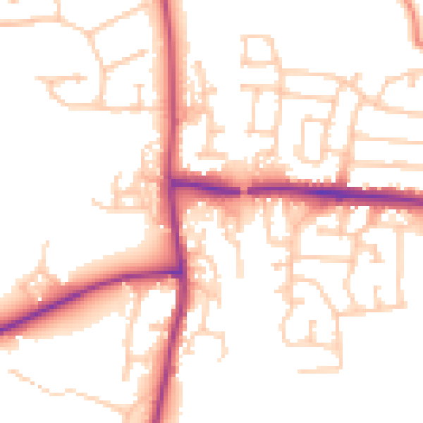 Daytime road noise heatmap for PR7 6NL