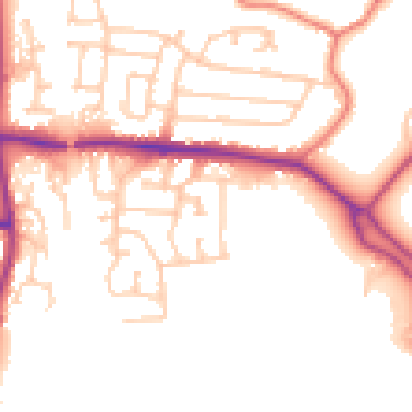 Daytime road noise heatmap for PR7 6NT
