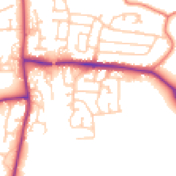 Daytime road noise heatmap for PR7 6NY