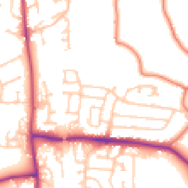 Daytime road noise heatmap for PR7 6PS