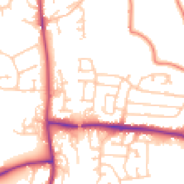 Daytime road noise heatmap for PR7 6PT