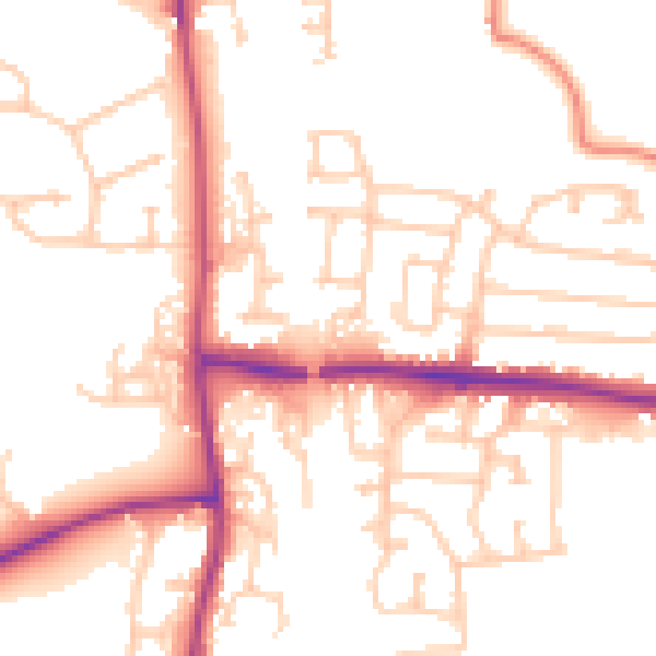 Daytime road noise heatmap for PR7 6QG
