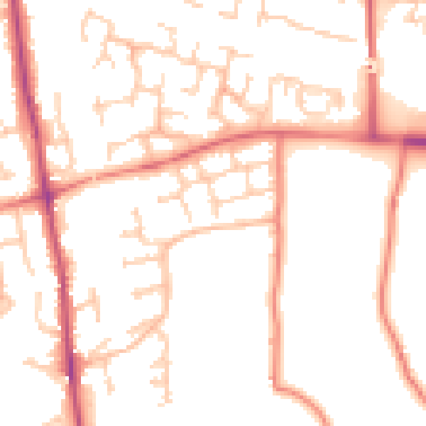 Daytime road noise heatmap for PR7 6QT