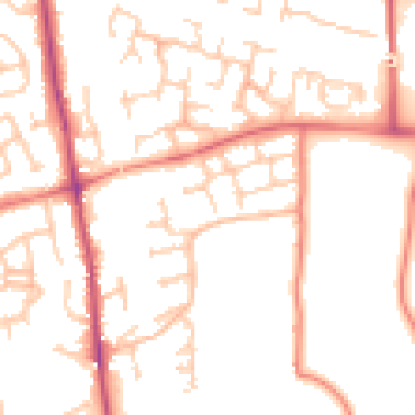 Daytime road noise heatmap for PR7 6QU