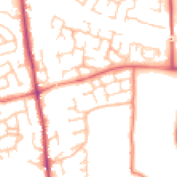 Daytime road noise heatmap for PR7 6QW