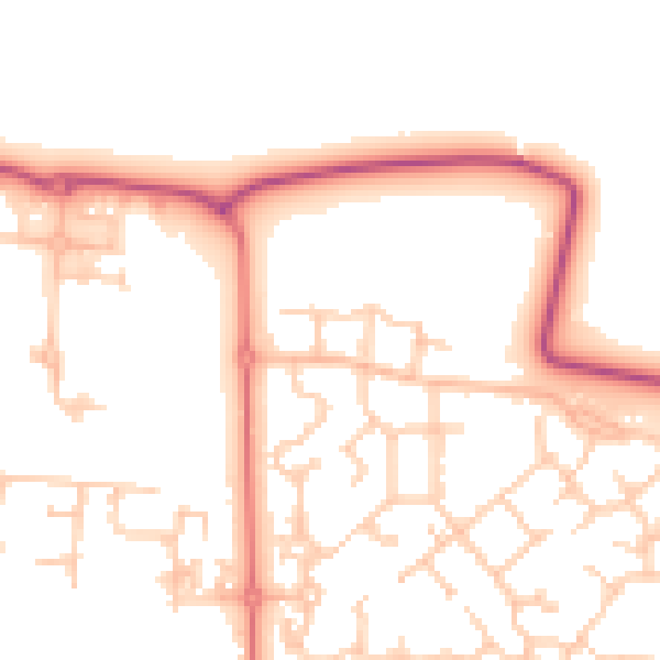 Daytime road noise heatmap for PR7 7BD