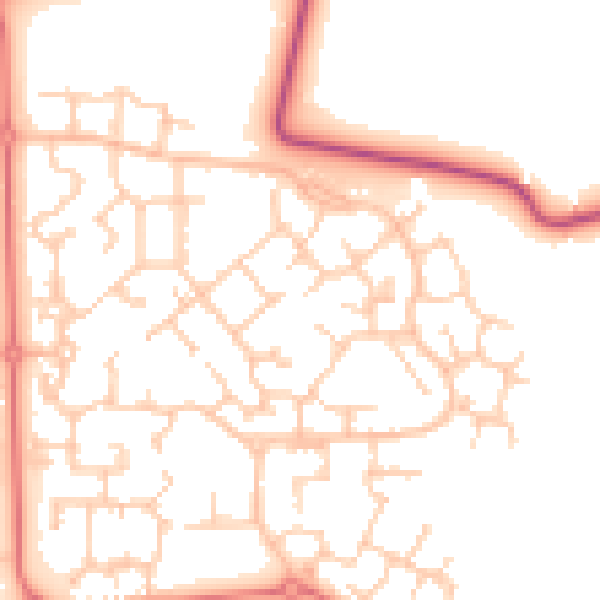 Daytime road noise heatmap for PR7 7BQ
