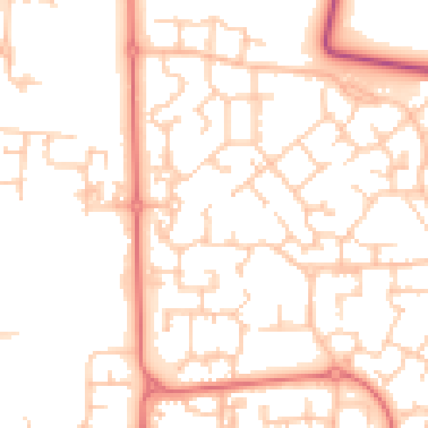 Daytime road noise heatmap for PR7 7BX