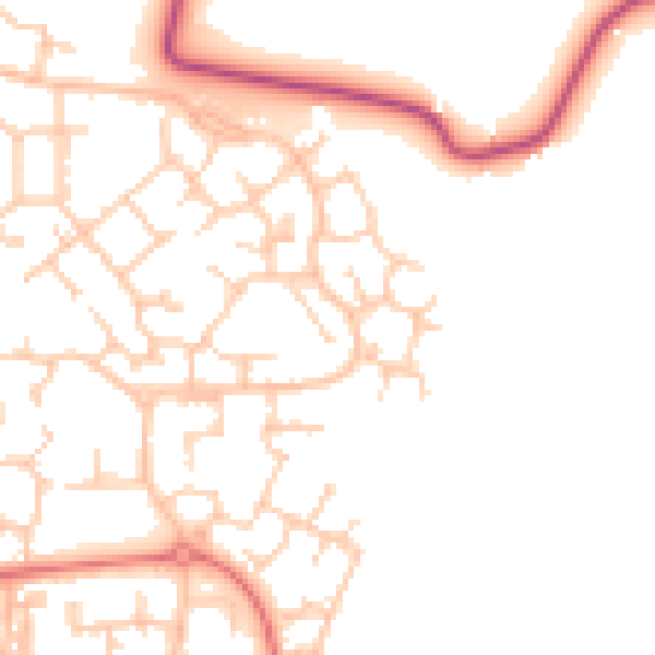 Daytime road noise heatmap for PR7 7DA