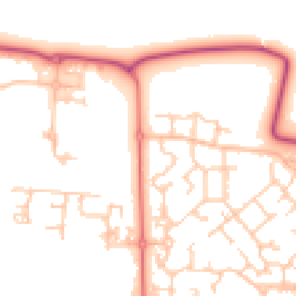 Daytime road noise heatmap for PR7 7DH
