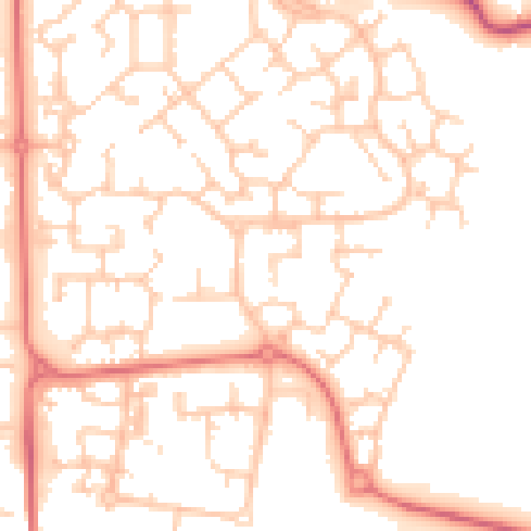 Daytime road noise heatmap for PR7 7EU