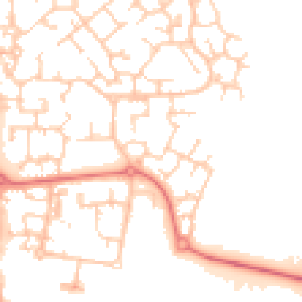 Daytime road noise heatmap for PR7 7GD