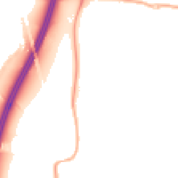 Night-time road noise heatmap for PR7 7GX