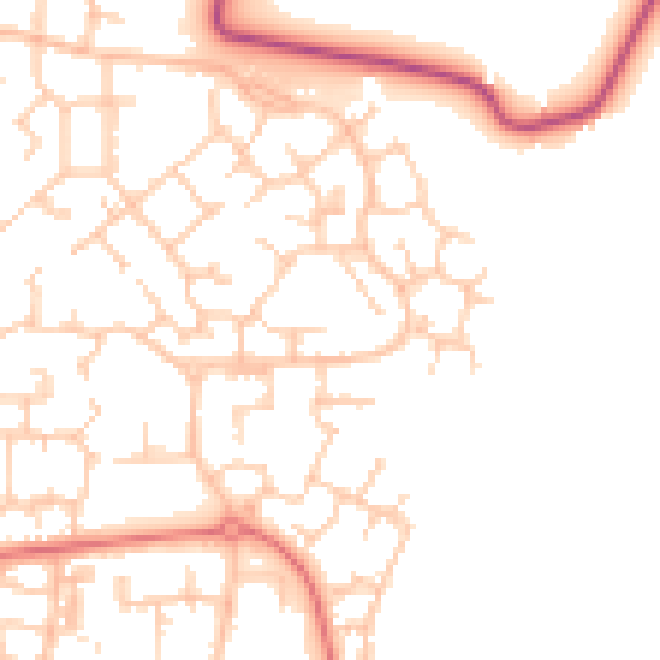 Daytime road noise heatmap for PR7 7HD