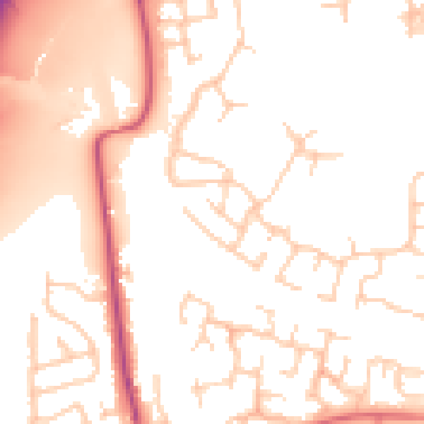Daytime road noise heatmap for PR7 7LQ