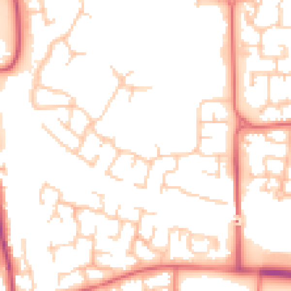 Daytime road noise heatmap for PR7 7NN