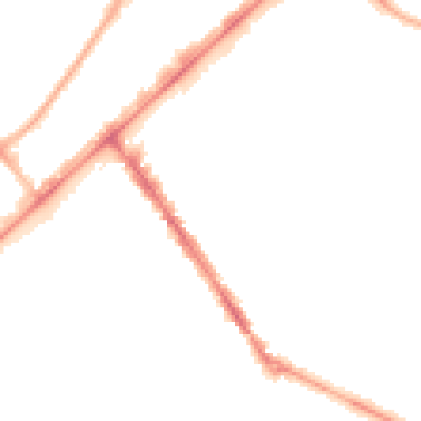 Night-time road noise heatmap for PR8 1AN