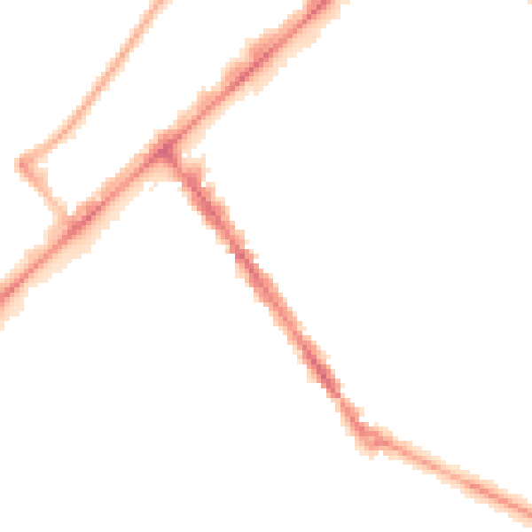 Night-time road noise heatmap for PR8 1EJ