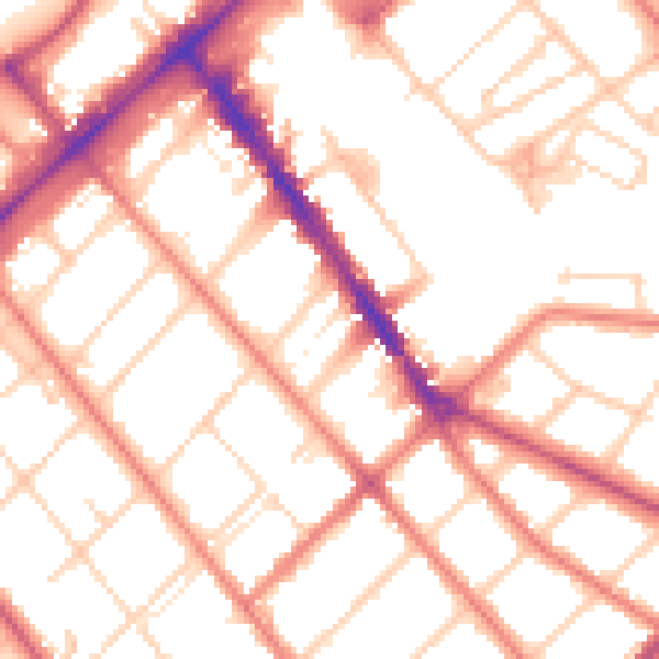 Daytime road noise heatmap for PR8 1ER