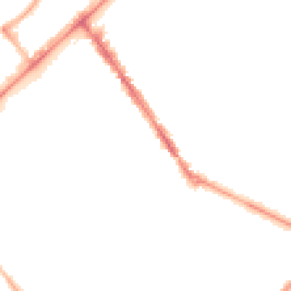 Night-time road noise heatmap for PR8 1ER